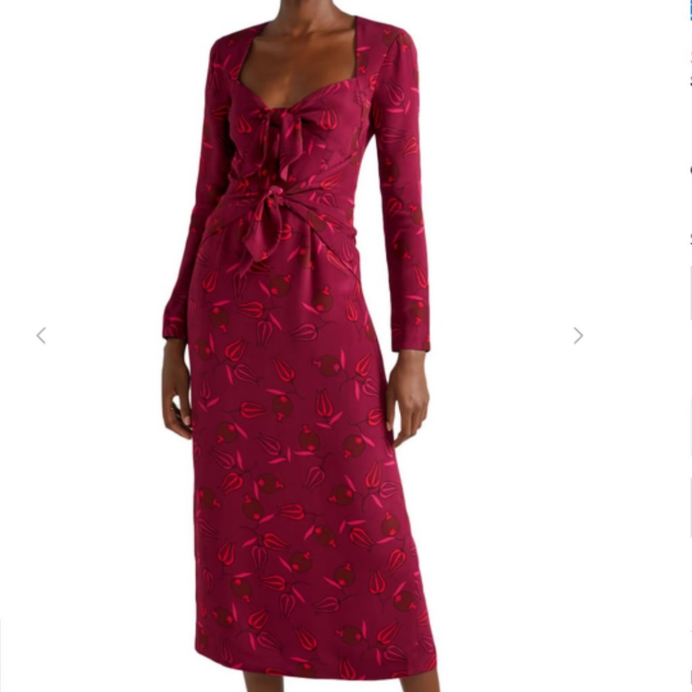 REBECCA DE RAVENEL Zaza red silk crepe dress, Sz 2.
